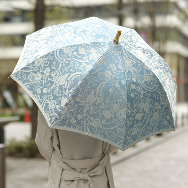 そ*ら様 リゼッタチェリー柄　日傘　長傘全長60cm 楽しく使える総柄のレディース長傘！晴雨兼用雨傘8本骨60cm