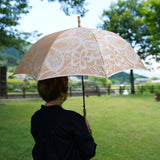 晴雨兼用　レディース　kirie　蝶々　ハニーマスタード　長傘　使用イメージ