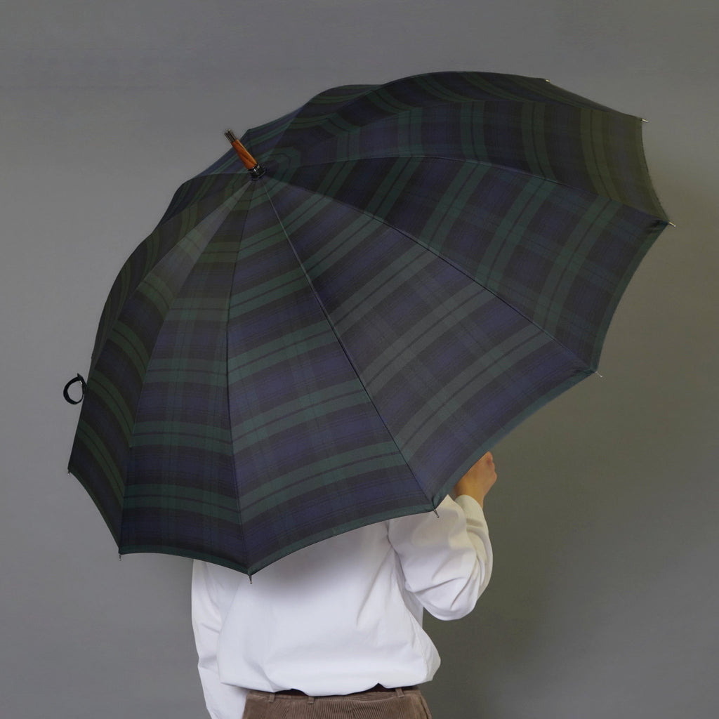 定番のチェック柄を表現したメンズ長傘！晴雨兼用雨傘12本骨65cm