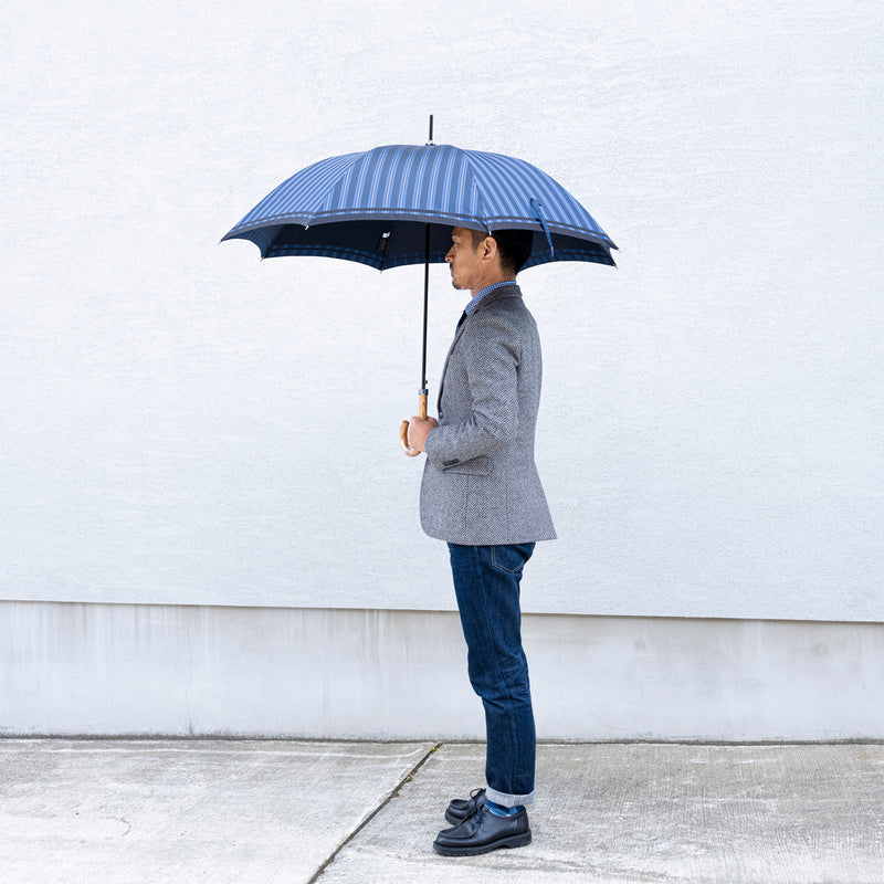 Tie　Stripe×Plain　BLUE　長傘