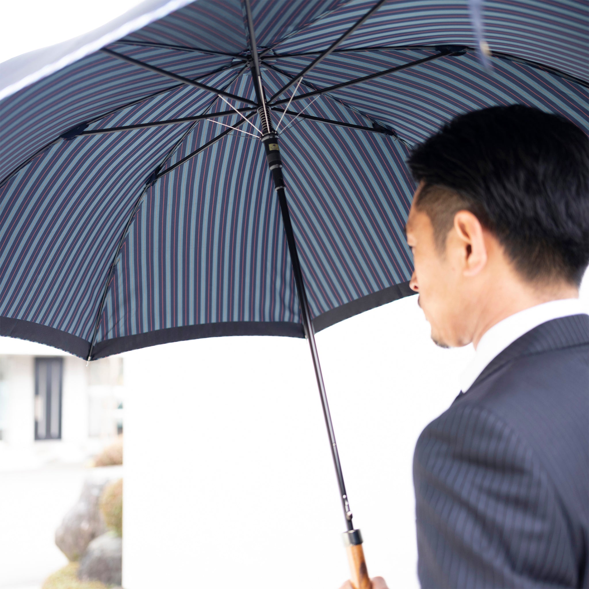 ビジネスにも！老舗織物工場で創るメンズ晴雨兼用雨傘 8本骨65cm