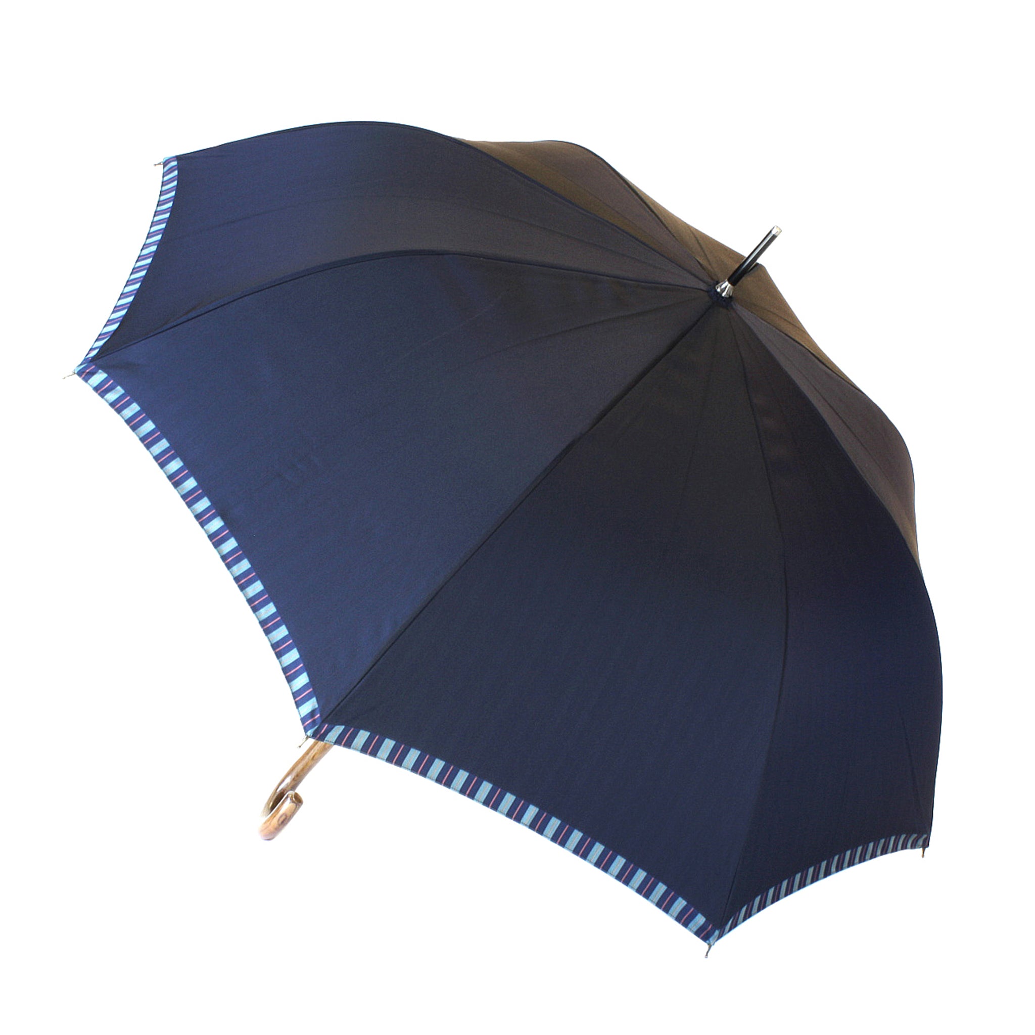槙田商店　傘　Tie　Plain×Stripe　NAVY　長傘 ビジネスにも！老舗織物工場で創るメンズ晴雨兼用雨傘 8本骨65cm