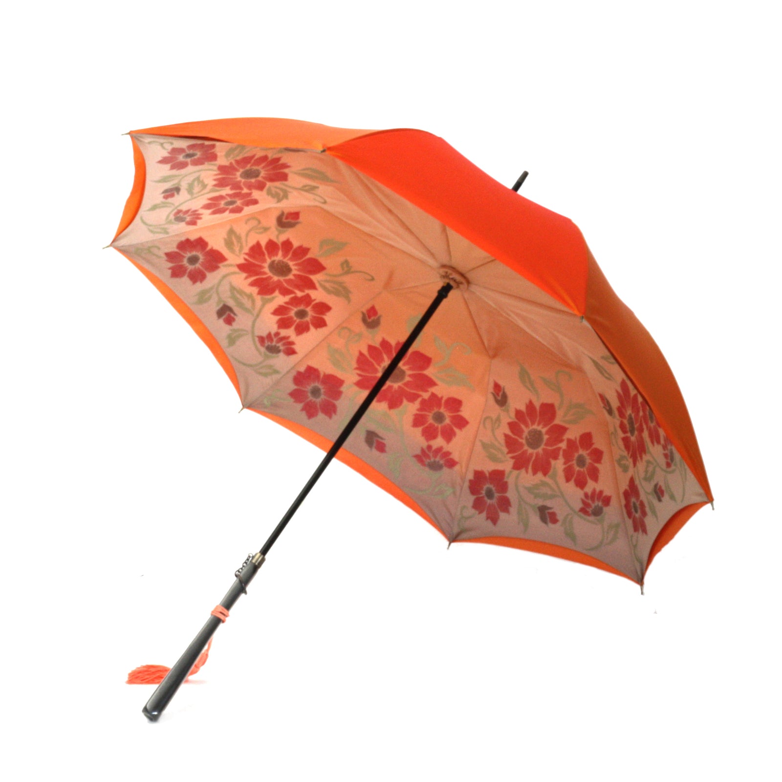 内側に花柄が広がるレディース長傘！晴雨兼用雨傘8本骨55cm