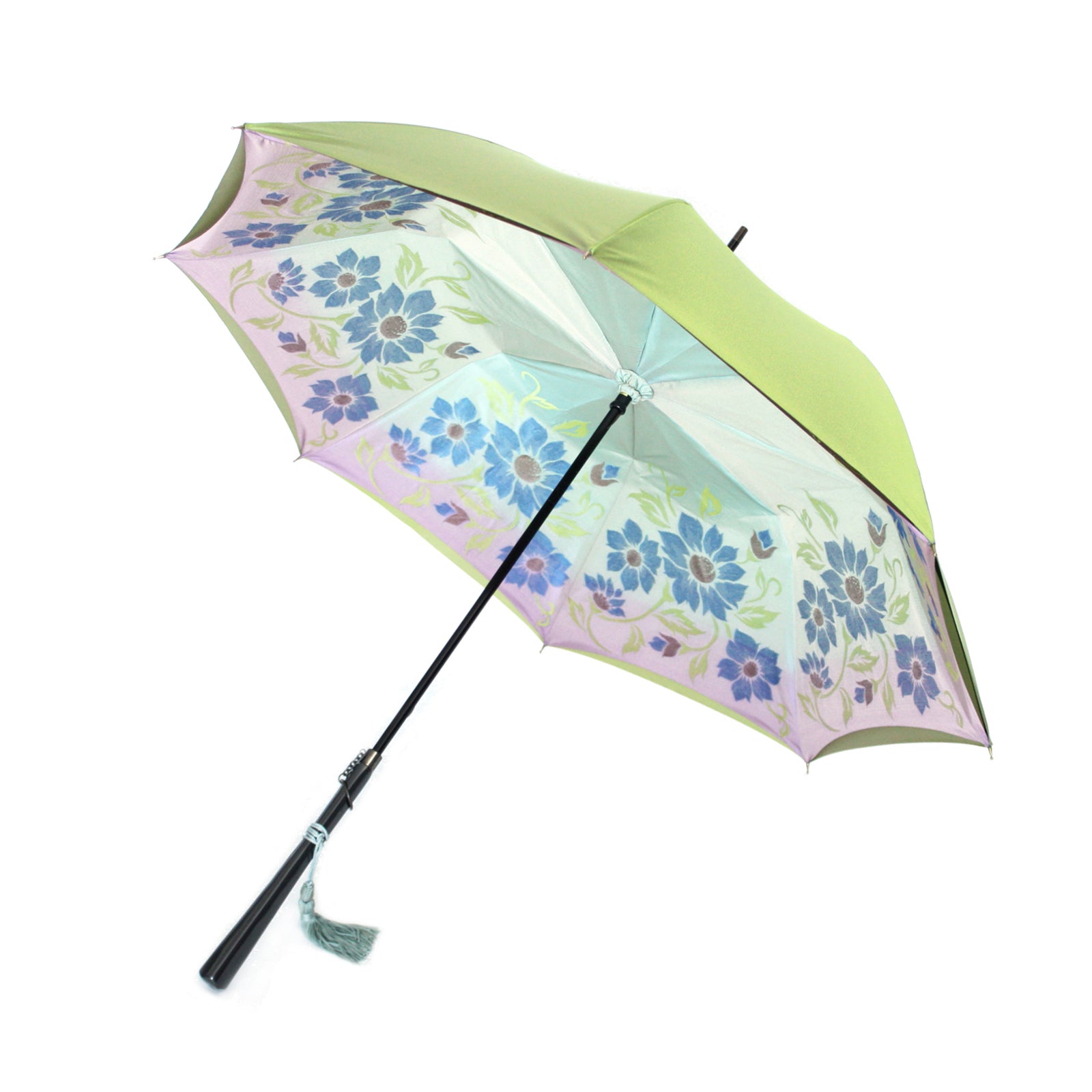 内側に花柄が広がるレディース長傘！晴雨兼用雨傘8本骨55cm