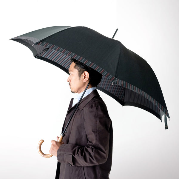 晴雨兼用　メンズ　Tie Plain×Stripe  GREEN　長傘　サイズイメージ