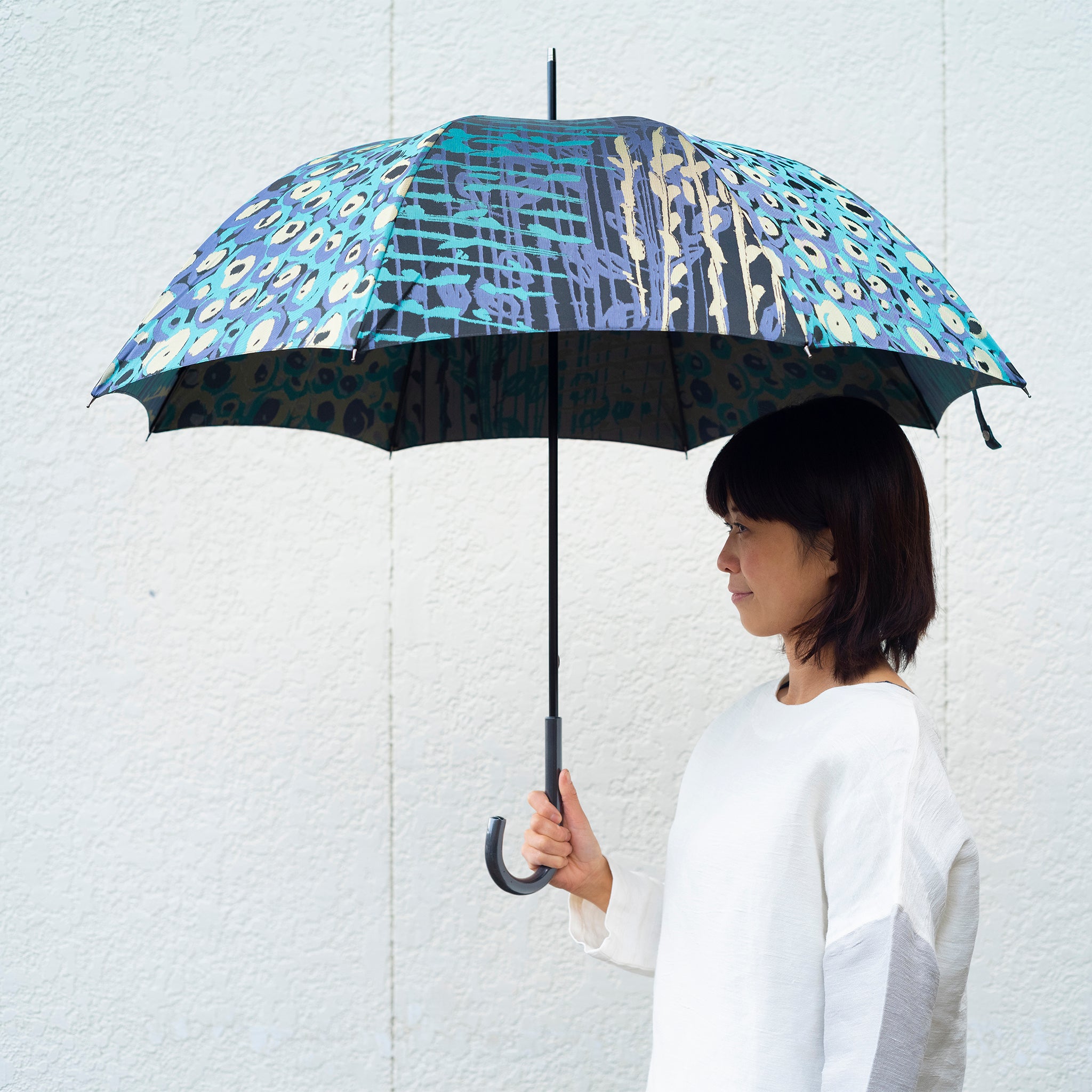 晴雨兼用　レディース　Aneqdot　ローズ　ブラック　長傘