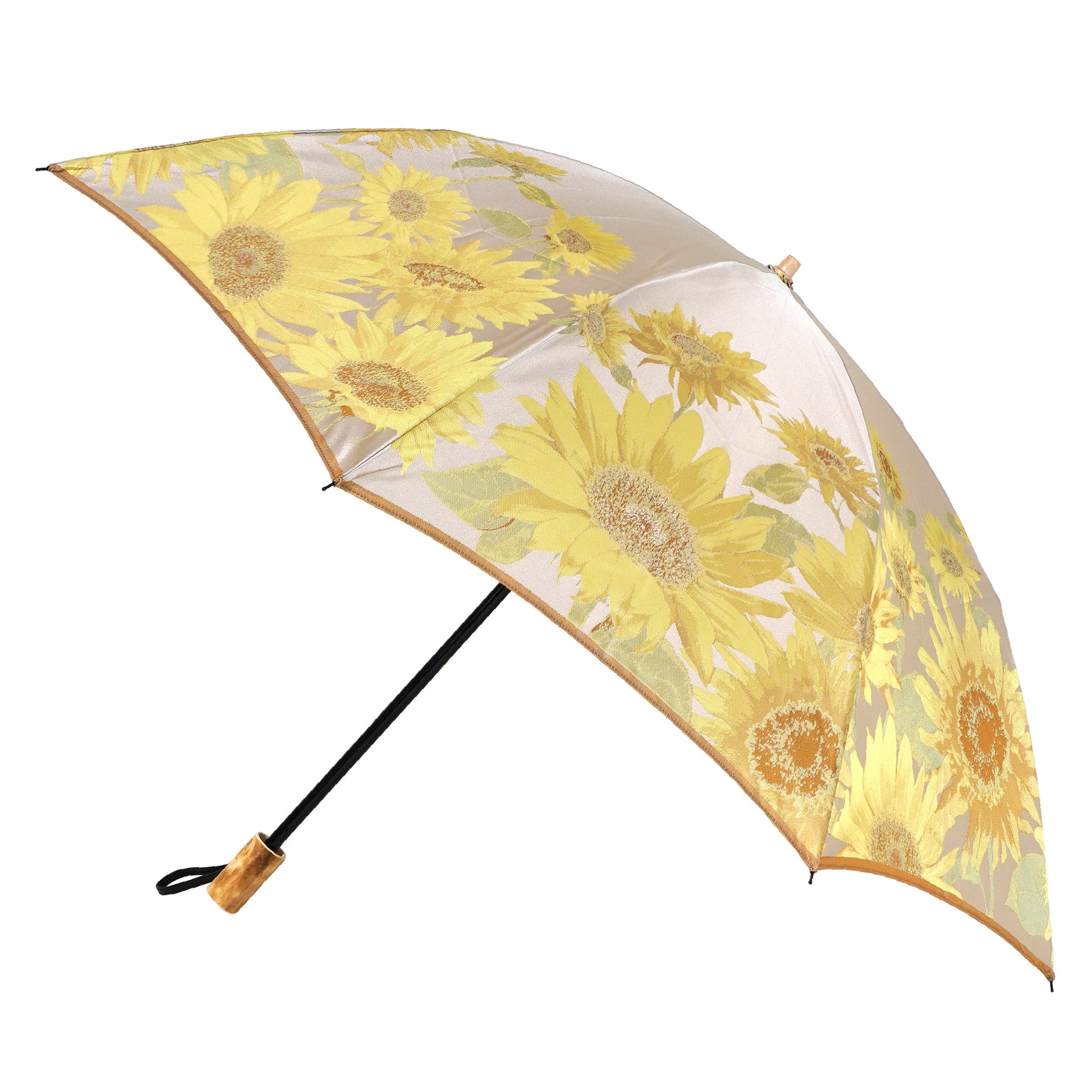 晴雨兼用　レディース　絵おり　向日葵　イエロー　折りたたみ傘