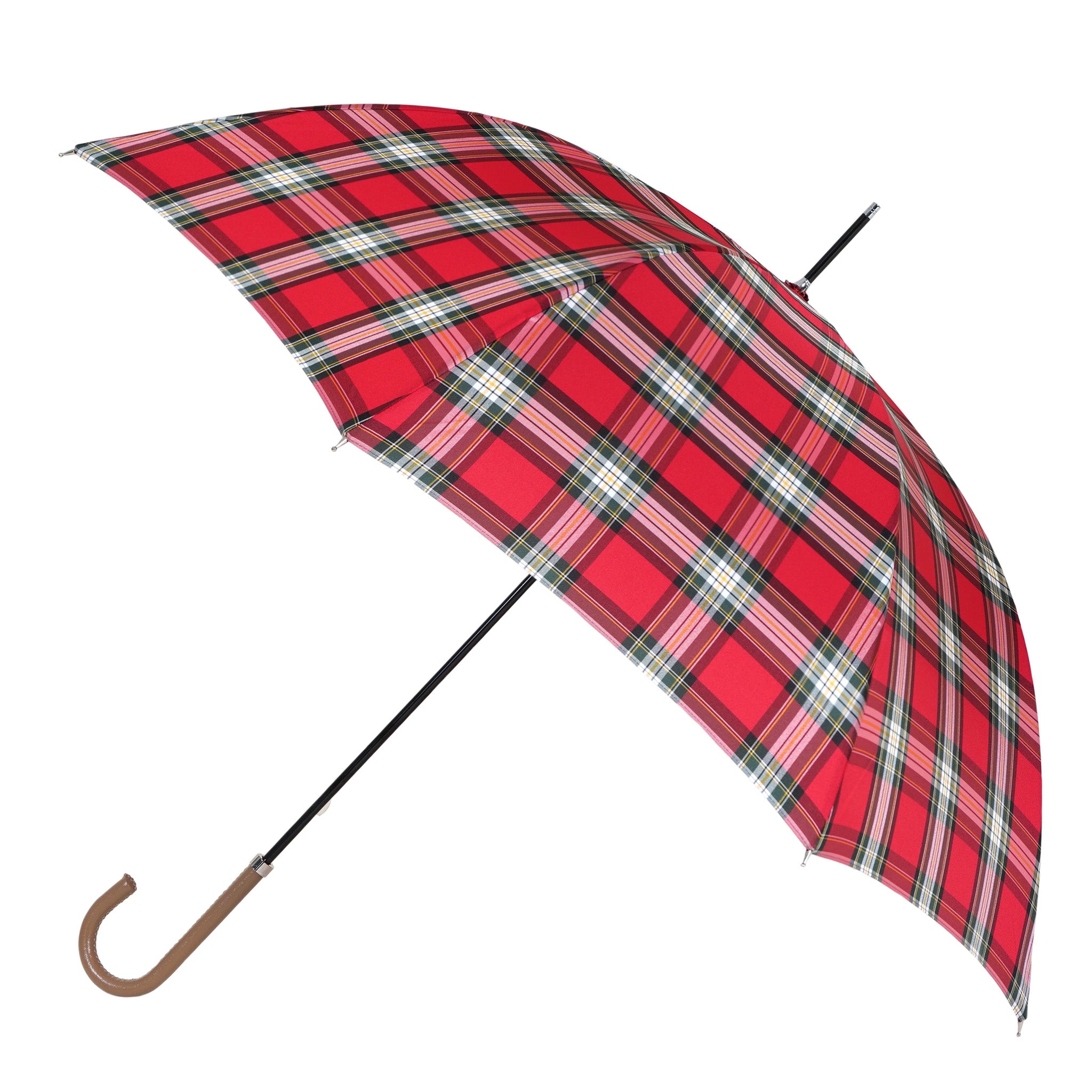 雨傘　レディース　レトロチェック　タータンチェック②　レッド　長傘