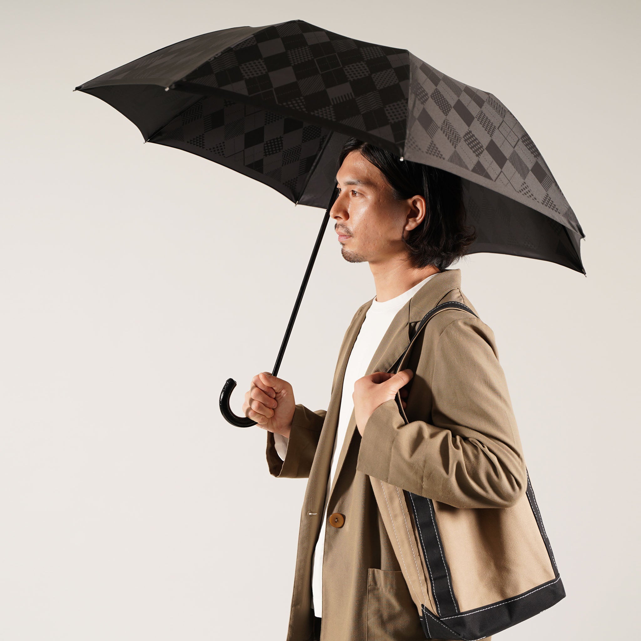 晴雨兼用　メンズ　monotone　アーガイル　折りたたみ傘　サイズイメージ
