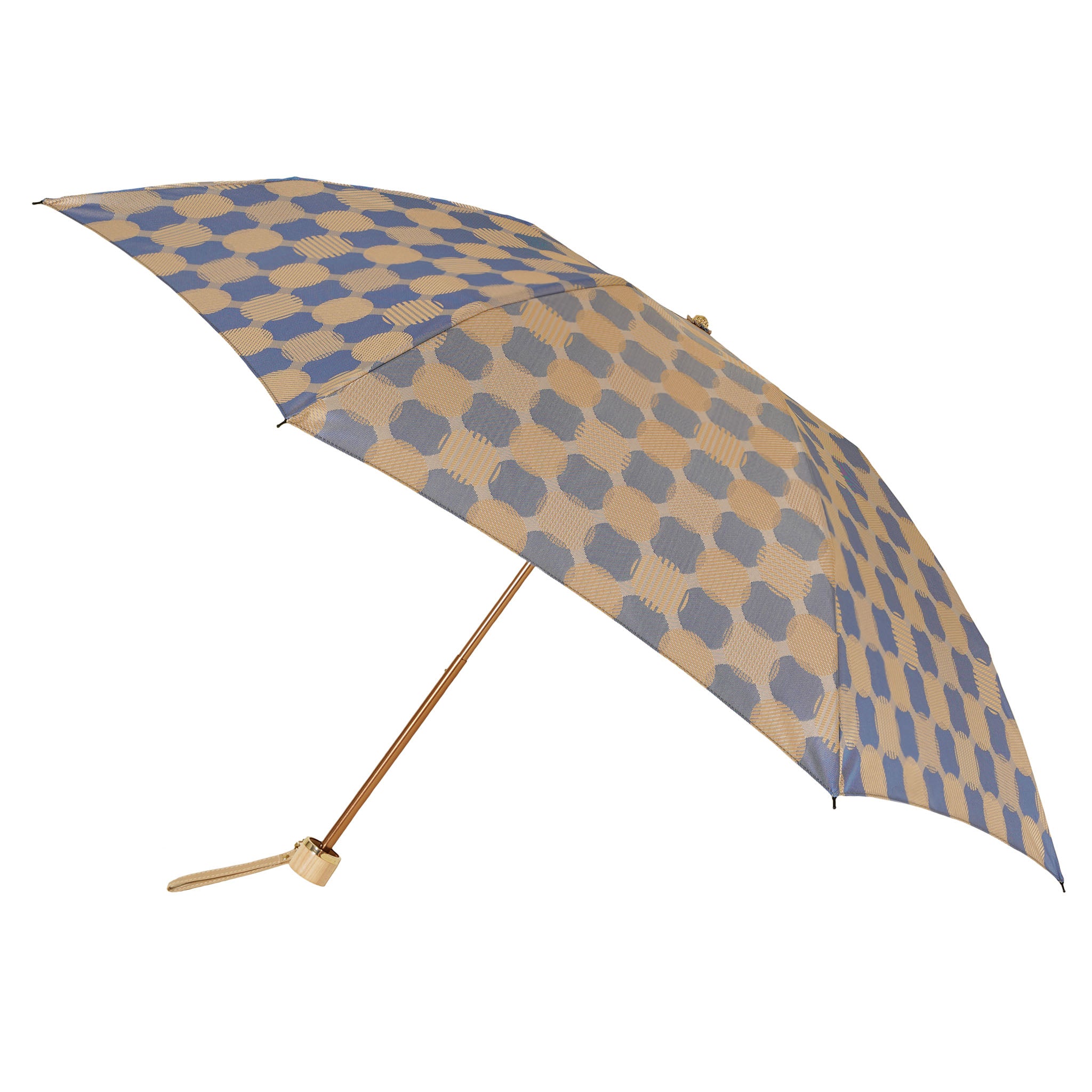晴雨兼用　レディース　ノルディック　ドットコラージュ　ブルー　折りたたみ傘