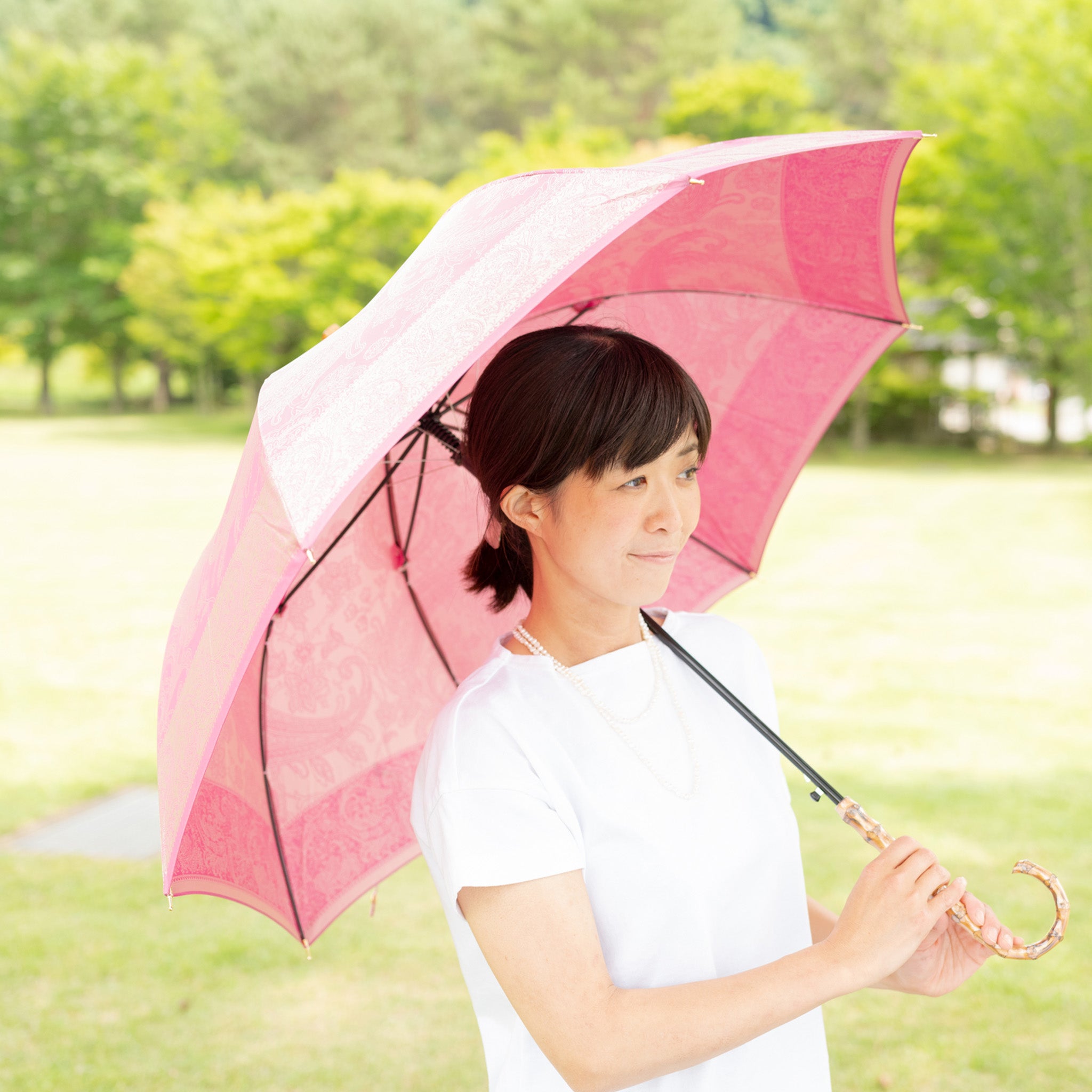 定番の人気デザインのレディース長傘！晴雨兼用雨傘8本骨60cm