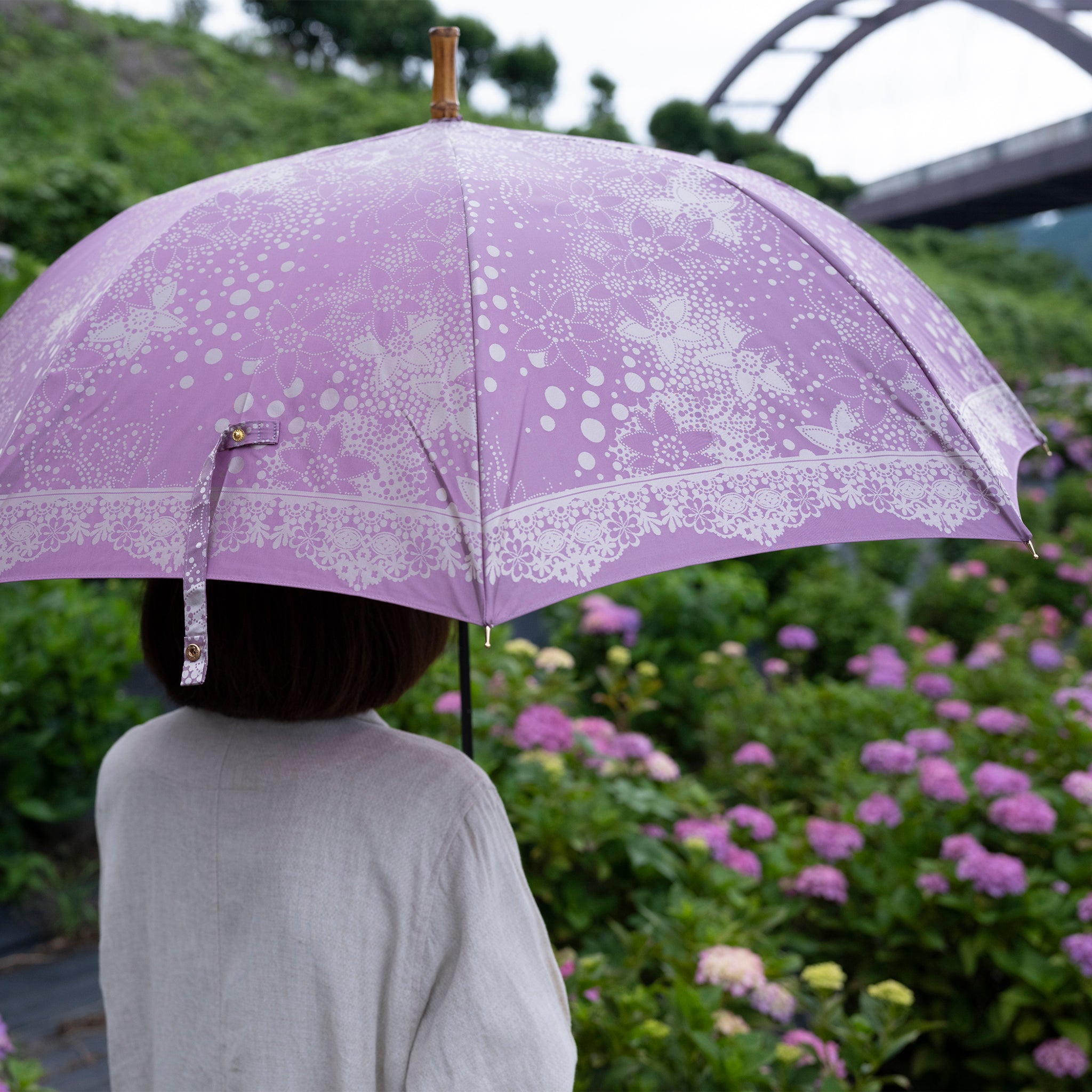 大人かわいいレディース長傘！晴雨兼用雨傘8本骨60cm
